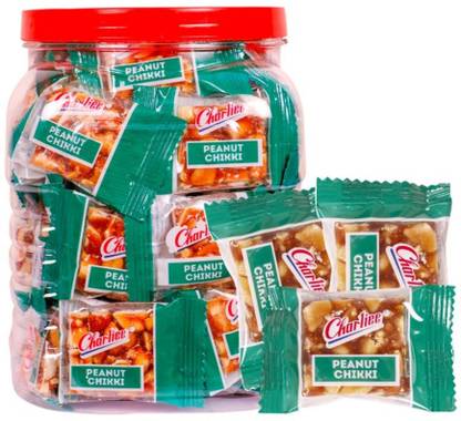 Charliee Groundnut Jaggery Chikki Jar- 70 pieces (6.5 g each) - 450 g - Pack of 2 Box
