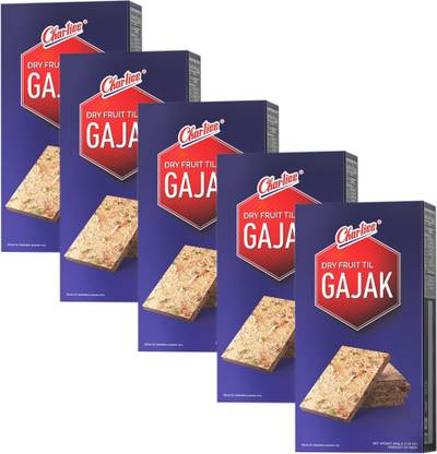 Charliee Gajak - Dry Fruits and Jaggery Sweet Bar 400g each - Pack of 5 Box