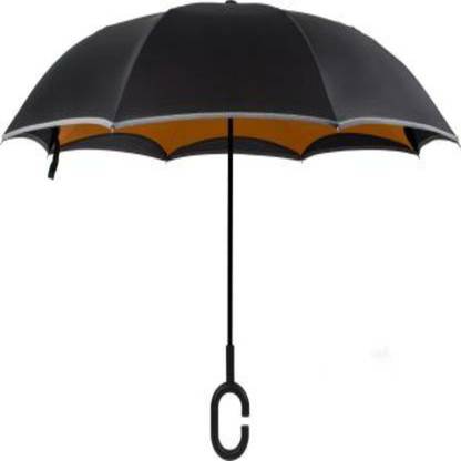 DOERSHAPPY orange and black c shape umbrella Umbrella