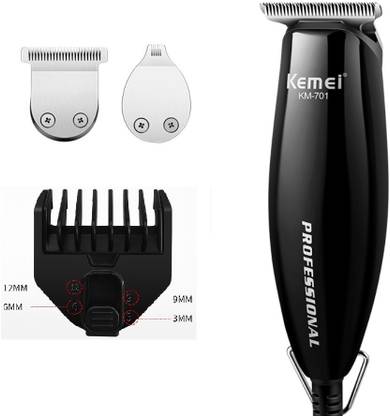 Kemei KM - 701 Professional Modelling Hair Trimmer 0mm Baldheaded Powerful Electric Barber Hair Clipper Razor graphic carving Limit Combs Grooming Kit 0 min  Runtime 4 Length Settings