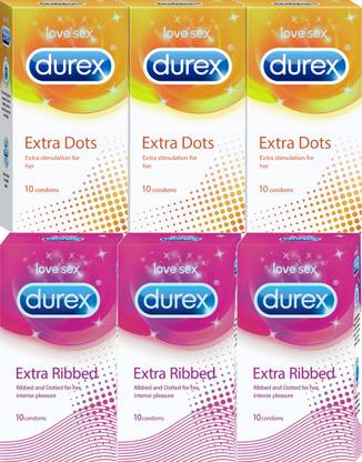ड्यूरेक्स Extra Dots, Extra Ribbed (60 Pieces) कंडोम