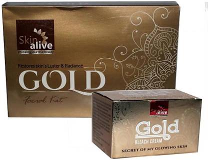Skin Alive Gold Facial Kit & Gold Bleach Combo (Set of 2)