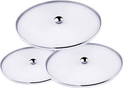 CELONA Stainless Steel Food Net Cover Set, 3-Pieces, ( 8, 9, 10inc. ) silver 8 inch, 9 inch, 10 inch Lid, Pack of 3