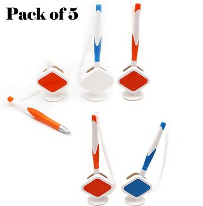 RDXPLUS PLASTIC PEN WITH STAND AND SPIRAL CHAIN WIRE (Reception Pen) Ball Pen