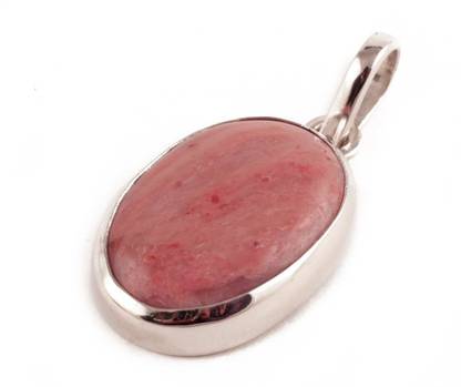 numeroastro Natural & Original RhodoChrosite GemStone Pendant In White Metal With Lab Certificate (7-7.5 Ct Approx) (1 Pc) Quartz Stone Pendant