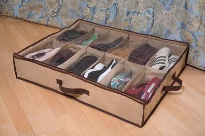OCTOPUSPRIME Bed Storage Shoes Organizer Bag with Clear Plastic Zippered Cover Box Plastic Shoe Stand