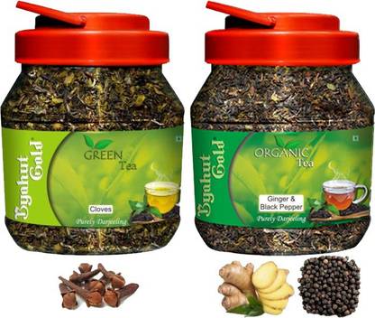 Byahut Gold Green Tea Ginger, Black Pepper, Cloves Green Tea Mason Jar