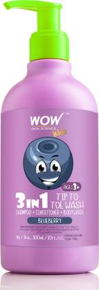 WOW SKIN SCIENCE Kids 3 in 1 Head to Toe Wash - Blueberry - 300 mL