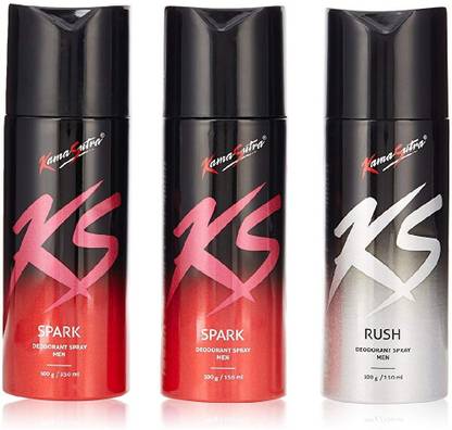 KS RUSH Body Spray - For Men & Women (450 ml, Pack of 3) Body Spray - For Men & Women