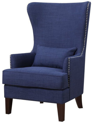 Blue velvet high back chair clearance