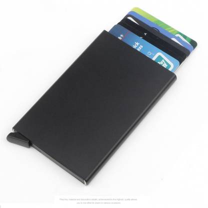 SHOPIZONE Aluminum Card Holder Pop Up RFID Blocking Security Slim Wallet Black 6 Card Holder
