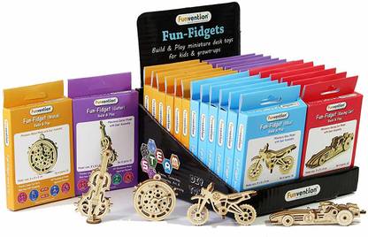 FUNVENTION Fun Fidgets - Pack of 24 (6 x 4 DIY Miniature Mechanical Models