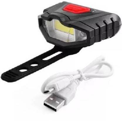 प्रोटोस इंडिया.नेट USB Rechargable Headlight 3 Mode COB Bike Warning Red Bicycle LED फ्रंट लाइट