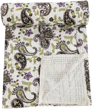 ICRAFTY IC-KQD-21 Handmade Cotton Quilts Colorful Indian Bedspreads Cotton Batting