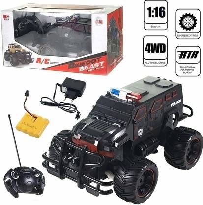 FLICK IN Rechargeable 1:16 Scale High Speed 4 Wheel Remote Control Beast Police