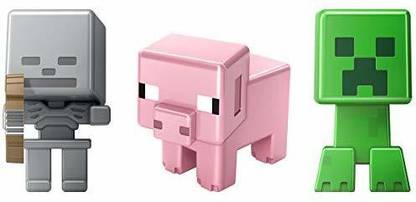MATTEL Minecraft Collectible Figures Pig Creeper & Skeleton 3-Pack Series 1
