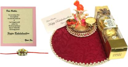 Loops n knots Rakhi & Bhaiya Dooj Platter For Brother / Pl16079 Assorted Gift Box