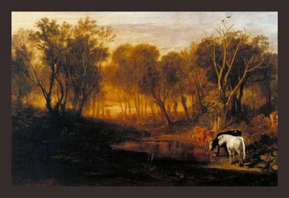 Mad Masters Landscape Art with Horses 1 Piece Wooden Framed Painting |Wall Art | Home DÃ©cor | Painting Art | Unique Design | Attractive Frames(Mad 2974) Oil 12 inch x 18 inch Painting