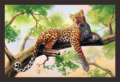 Mad Masters Leopard Art Painting 12 inch x 18 inch Oil 12 inch x 18 inch Painting