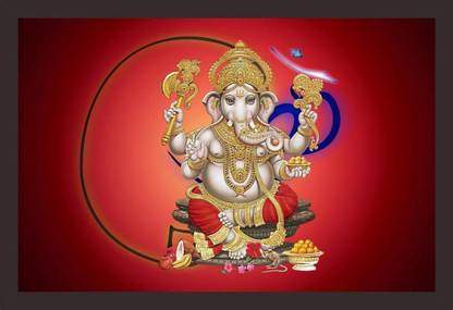 Mad Masters Lord Ganesha Framed Wall Art Painting for Living Room Oil 12 inch x 18 inch Painting
