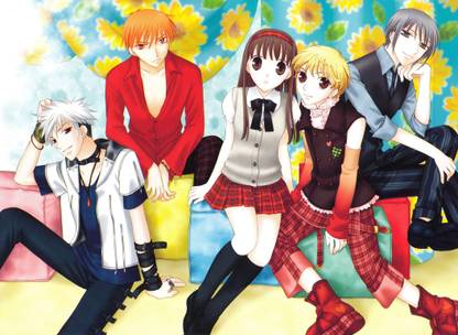 Athah Anime Fruits Basket Tohru Honda Hatsuharu Sohma Momiji Sohma Kyo Sohma Yuki Sohma Colorful 13*19 inches Wall Poster Matte Finish Paper Print