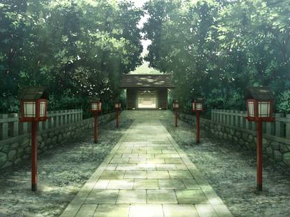 Athah Anime Original Shrine Latern Path Tree Shadow Sunlight 13*19 inches Wall Poster Matte Finish Paper Print