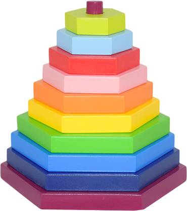 meraki Wooden Rainbow Stacking Tower 10 Pcs - Hexagon