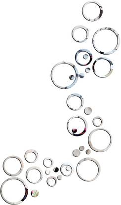 Bikri Kendra 100 cm 33 Ring and dots silver - 3D acrylic decorative mirror wall stickers Self Adhesive Sticker