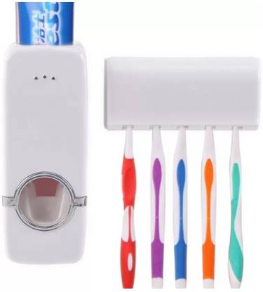 CHITKABRA Toothpaste Dispenser and Toothbrush Holder Auto-Squeezer g05 Plastic Toothbrush Holder