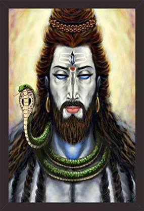 Mad Masters Lord Shiva 1 Piece Wooden Framed Painting |Wall Art | Home Décor | Painting Art | Unique Design | Attractive Frames(Mad R1 2966) Oil 18 inch x 12 inch Painting