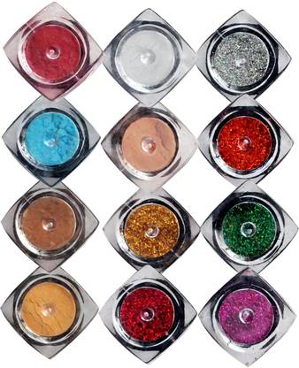 VOZWA Shining Shimmer Powder and Sparkles Glitter Powder (Pack of 12 Pcs)