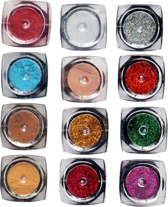VOZWA Shimmer Powder and Glitter Powder (Pack of 12)