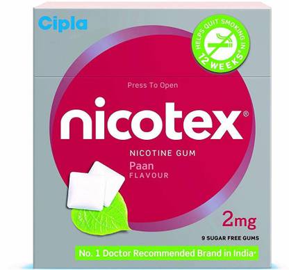 Nicotex Nicotine Paan Gums 2mg | Helps to Quit Smoking |9 Gums Each Pack Smoking Cessations