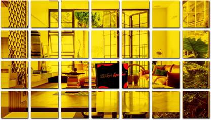 Bikri Kendra 100 cm Big square golden 28 - 3D mirror acrylic wall stickers decorative Self Adhesive Sticker