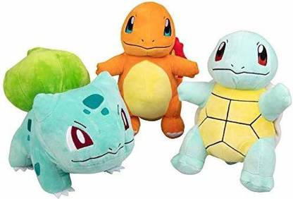 POKEMON Plush Starter 3 Pack - Charmander Squirtle & Bulbasaur  - 7.3 inch
