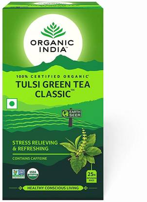 ORGANIC INDIA Classic Tulsi Green Tea Bags Box