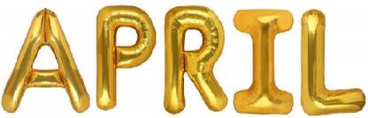 De-TechInn Solid (40.64 CM) Alphabet (April) Month Soild (Golden) Color 3D Foil Balloons For Kids Party Supplies, Birthday And Anniversary Parties Decoration And Celebration Balloon