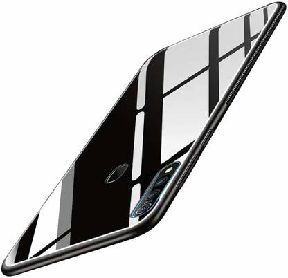 MOBILOVE Back Cover for Vivo Z1 Pro | Luxury Toughened Glass Cover With Shockproof Soft Silicone Side Case