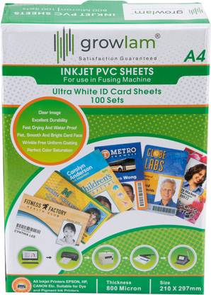 Growlam INKJET PVC SHEET FOR FUSING Non Adhesive Paper Label