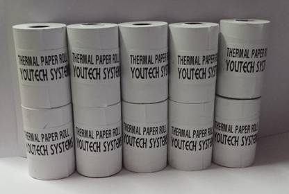Youtech Systems Biling Printer Paper 79MMX50Mtr Set of 10 Roll (3 Inch) Thermal Paper (Set of 10, White) THERMAL 79X50 75 gsm Thermal Paper