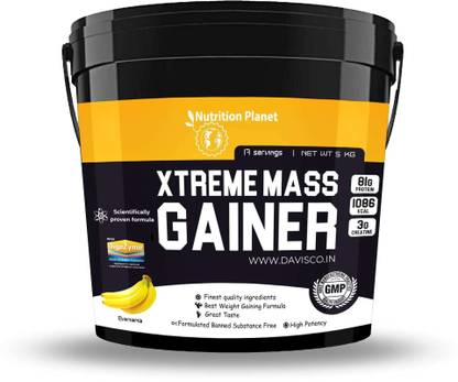 Nutrition Planet Xtreme Mass Gainer With Added DigeZyme (Banana - 5Kg, 17 Servings) Weight Gainers/Mass Gainers
