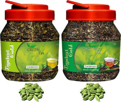 Byahut Gold Cardamom Green Tea and Cardamom Organic Tea Cardamom Green Tea Mason Jar