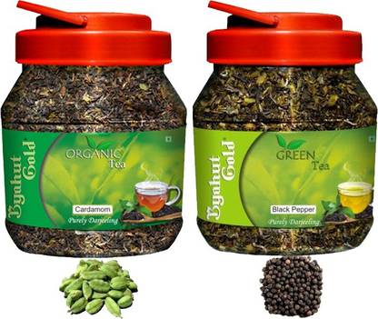 Byahut Gold Cardamom Organic Tea and Black Pepper Green Tea Cardamom, Black Pepper Green Tea Mason Jar