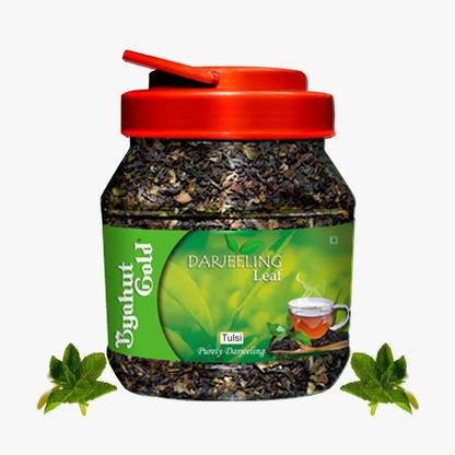 Byahut Gold Tulsi Darjeeling Leaf Tulsi Green Tea Mason Jar