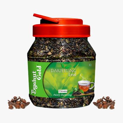 Byahut Gold Cloves Darjeeling Leaf Cloves Green Tea Mason Jar