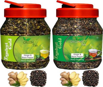 Byahut Gold Ginger Black Pepper Green Tea and Ginger Black Pepper Organic Tea Ginger, Black Pepper Green Tea Mason Jar