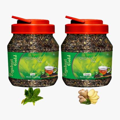 Byahut Gold Tulsi Ginger Organic Tea Tulsi, Ginger Green Tea Mason Jar
