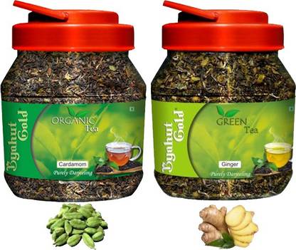 Byahut Gold Cardamom Organic Tea and Ginger Green Tea Cardamom, Ginger Green Tea Mason Jar