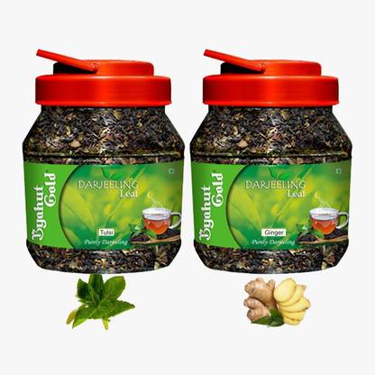 Byahut Gold Tulsi Ginger Darjeeling Leaf Tulsi, Ginger Green Tea Mason Jar