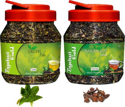 Byahut Gold Tulsi Green Tea and Cloves Darjeeling Leaf Tulsi, Cloves Green Tea Mason Jar